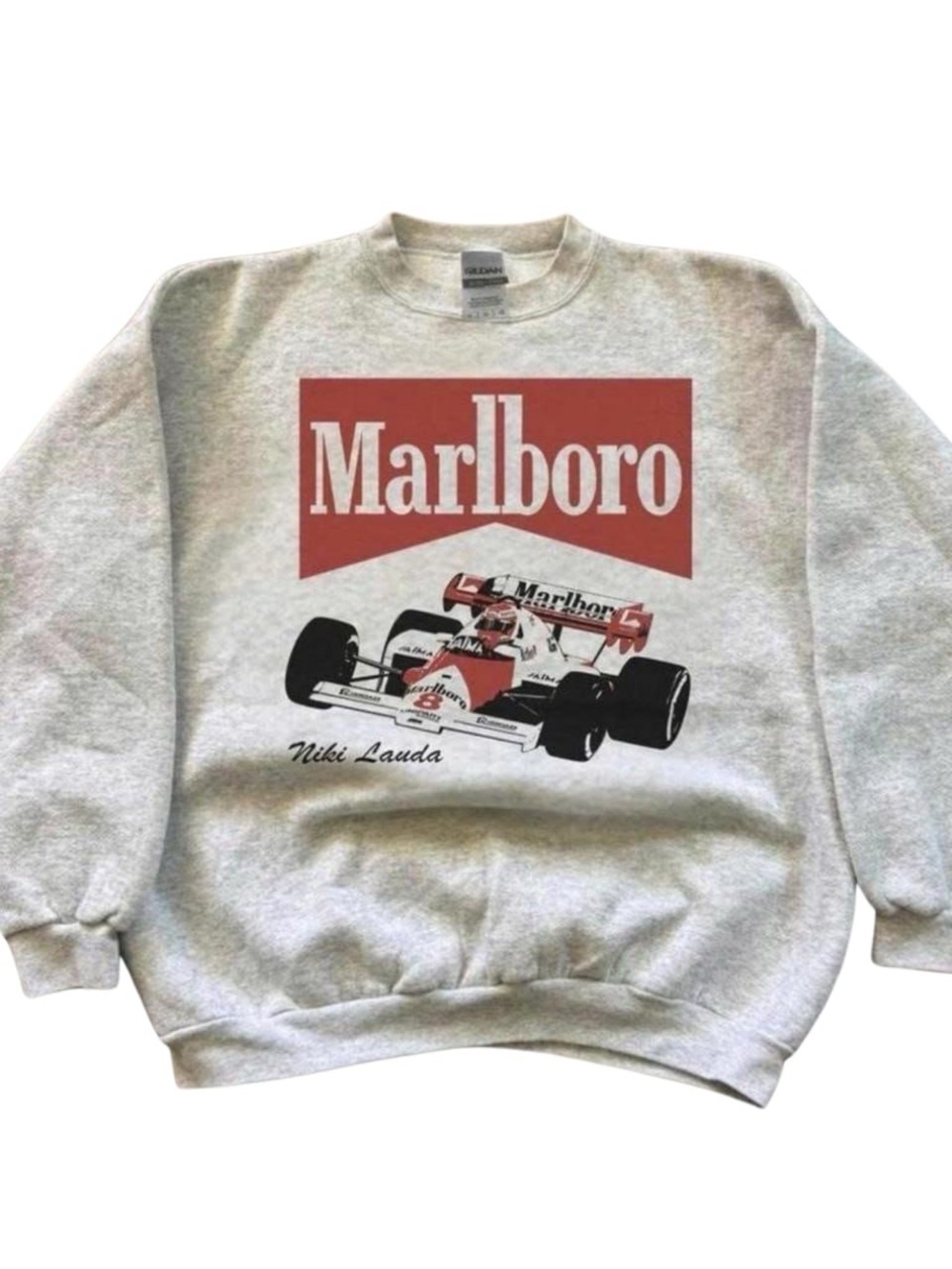 Gildan Crewneck Sweatshirt with Red Marlboro Graphic